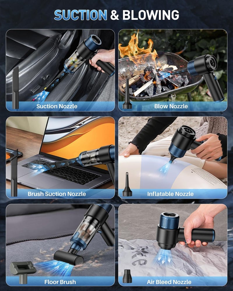 EYYA Handheld Car Vacuum Cleaner Cordless, 15000PA High Power Vacuum & Air Duster, 4-in-1 Portable Mini Vacuum with LED Light, Hand Held Vacuum Cleaner for Car Home Office - Image 4